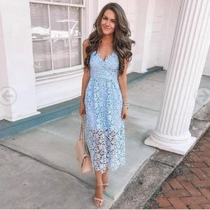 Mid-Calf Spaghetti Strap Lace Dress